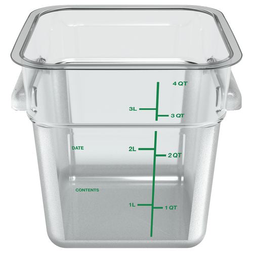 Image of Carlisle Squares Polycarbonate Food Storage Container, 4 qt, 7.13 x 7.13 x 7.29, Clear, Plastic
