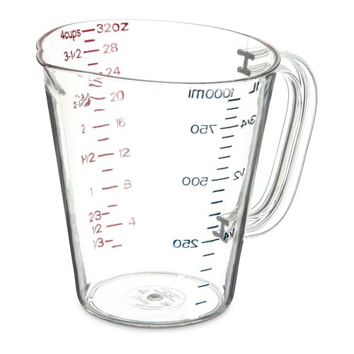 Image of Carlisle Commercial Measuring Cup, 1 qt, Plastic, Clear
