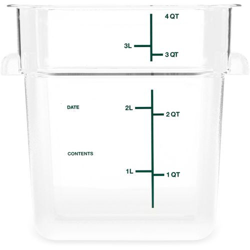 Image of Carlisle Squares Polycarbonate Food Storage Container, 4 qt, 7.13 x 7.13 x 7.29, Clear, Plastic
