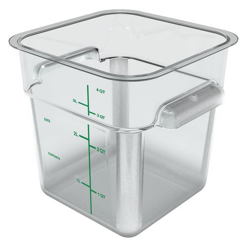 Image of Carlisle Squares Polycarbonate Food Storage Container, 4 qt, 7.13 x 7.13 x 7.29, Clear, Plastic