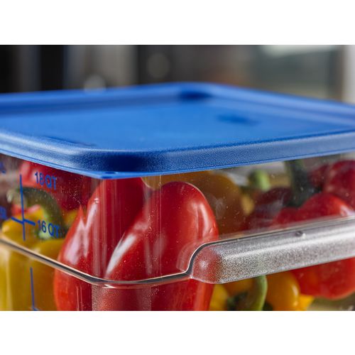 Image of Carlisle Squares Food Storage Container Lid, 11.38 x 11.38 x 0.63, Blue, Plastic