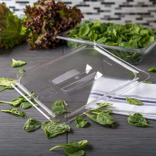 Image of Carlisle StorPlus Polycarbonate Handled Universal Lid, 10.38 x 12.75 x 0.88, Clear, Plastic