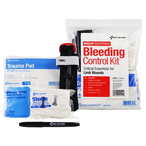 Image of First Aid Only Critical Essentials Bleeding Control Kit for Limb Wounds, 8 Pieces, Plastic Bag