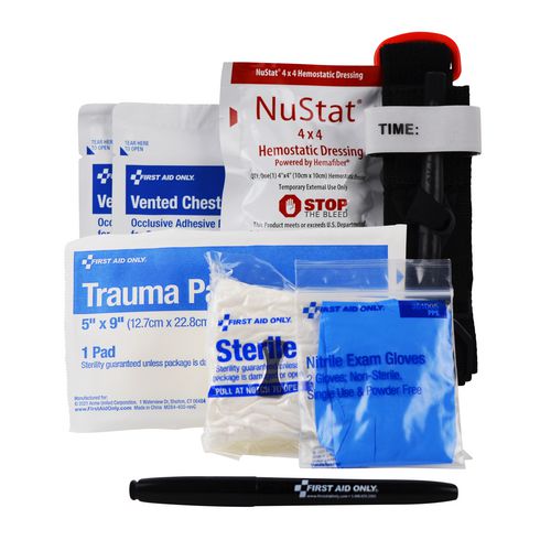 Image of First Aid Only Critical Essentials Bleeding Control Kit for Limb, Chest and Torso Wounds, 11 Pieces, Plastic Bag