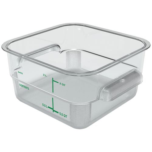 Image of Carlisle Squares Polycarbonate Food Storage Container, 2 qt,  7.13 x 7.13 x  3.8, Clear, Plastic