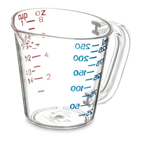 Image of Carlisle Commercial Measuring Cup, 1 cup, Plastic, Clear