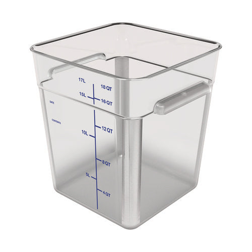 Image of Carlisle Squares Polycarbonate Food Storage Container, 6 qt, 8.75 x 8.75 x 7.31, Clear, Plastic