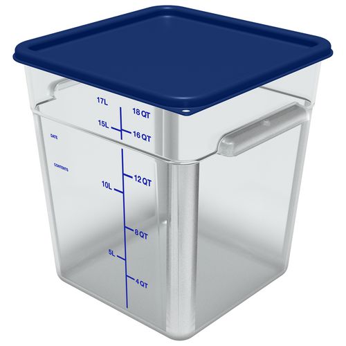 Image of Carlisle Squares Polycarbonate Food Storage Container, 18 qt, 11 13 x 11.13 x 12.58, Clear, Plastic