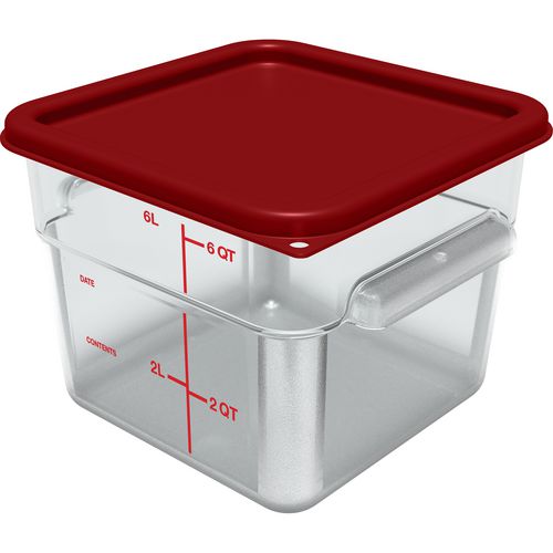 Image of Carlisle Squares Polycarbonate Food Storage Container, 6 qt, 8.75 x 8.75 x 7.31, Clear, Plastic