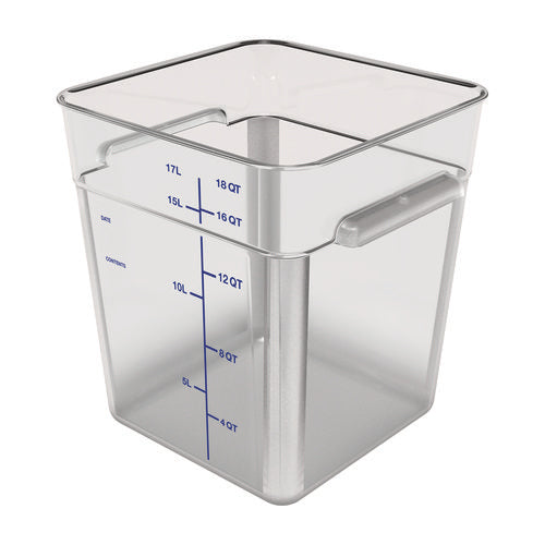 Image of Carlisle Squares Polycarbonate Food Storage Container, 18 qt, 11 13 x 11.13 x 12.58, Clear, Plastic