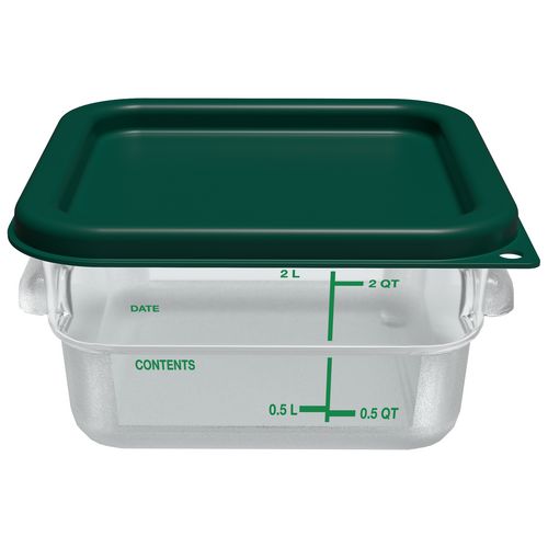 Image of Carlisle Squares Polycarbonate Food Storage Container, 2 qt,  7.13 x 7.13 x  3.8, Clear, Plastic
