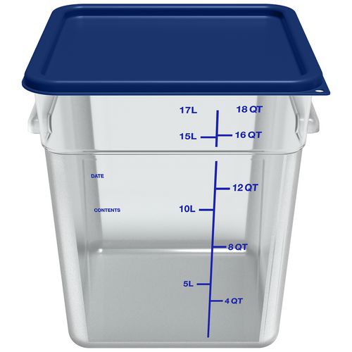 Image of Carlisle Squares Polycarbonate Food Storage Container, 18 qt, 11 13 x 11.13 x 12.58, Clear, Plastic