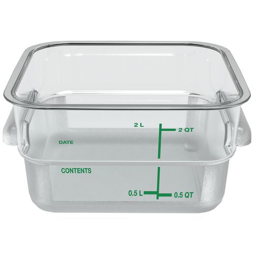 Image of Carlisle Squares Polycarbonate Food Storage Container, 2 qt,  7.13 x 7.13 x  3.8, Clear, Plastic