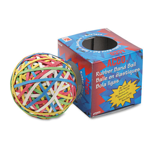 Image of ACCO Rubber Band Ball, 3.25" Diameter, Size 34, Assorted Gauges, Assorted Colors, 270/pack