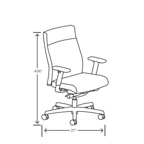 Image of HON® Ignition 2.0 Vinyl Upholstered Mid-Back Task Chair, Adjustable T-Arms, 17 to 21.5 Seat Height, Elysian Seat/Back, Black Base