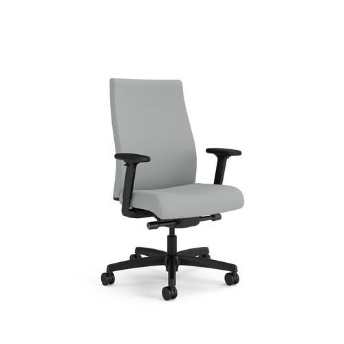 Image of HON® Ignition 2.0 Vinyl Upholstered Mid-Back Task Chair, Adjustable T-Arms, 17" to 21.5" Seat Height, Flint Seat/Back, Black Base
