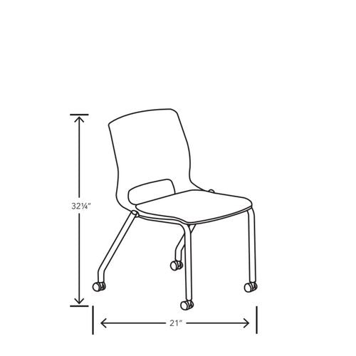 Image of HON® Motivate Four-Leg Stacking Chair, Up to 300 lbs, 18" Seat Height, Regatta Seat and Back, Platinum Base, 2/Carton
