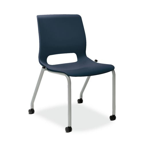 Image of HON® Motivate Four-Leg Stacking Chair, Up to 300 lbs, 18" Seat Height, Regatta Seat and Back, Platinum Base, 2/Carton