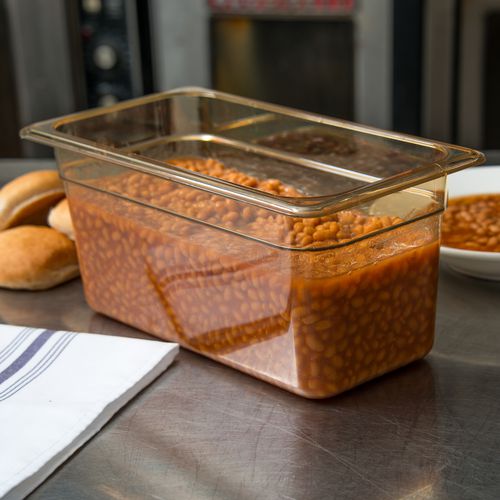 Image of Carlisle StorPlus High Heat Food Pan, 5.7 qt, 12.75 x 12.75 x 6, Amber, Plastic
