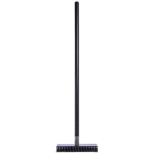 Image of Carlisle Sparta Broiler Master Grill Brush and Scraper with Handle, Metal Bristles, 30.5" Black Wood Handle