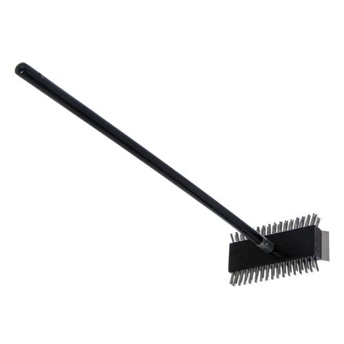 Image of Carlisle Sparta Broiler Master Grill Brush and Scraper with Handle, Metal Bristles, 30.5" Black Wood Handle