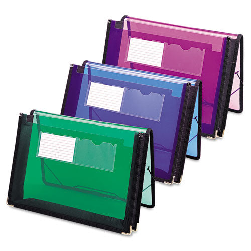 Image of Smead Poly Wallets, 2.25" Expansion, 1 Section, Elastic Cord Closure, Letter Size, Translucent Green