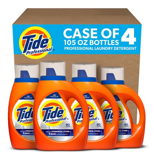 Image of Tide® Professional Commercial HE Liquid Laundry Detergent, 105 oz Pour Bottle, 4/Carton