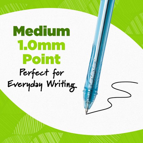 Image of BIC® Ecolutions Gel Pen, Retractable, Medium 1 mm, Black Ink, Blue Barrel, Dozen