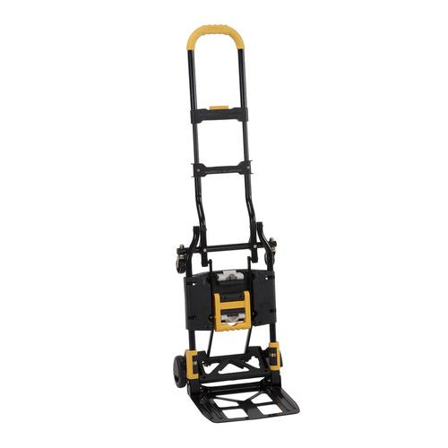 Image of Cosco® 2-in-1 Folding Hand Truck, 300 lb Capacity, 17" x 30.5" x 33.5", Black/Yellow