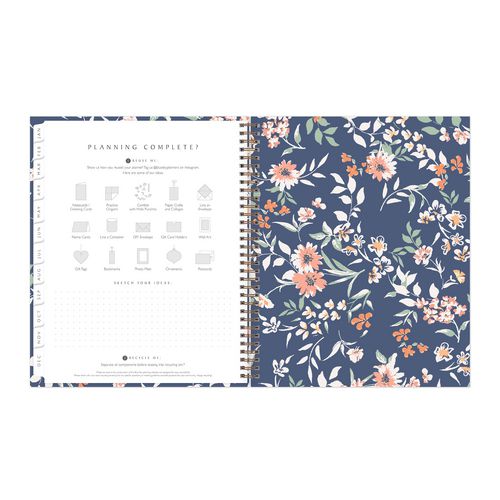 Image of Blue Sky® One Tree Planted Effie Weekly/Monthly Planner, Floral Artwork, 11" x 8.5", Blue/Peach/Green Cover, 12-Month (Jan-Dec): 2025
