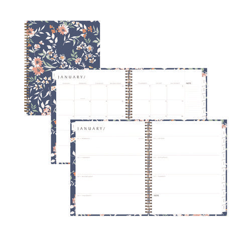 Image of Blue Sky® One Tree Planted Effie Weekly/Monthly Planner, Floral Artwork, 11" x 8.5", Blue/Peach/Green Cover, 12-Month (Jan-Dec): 2025