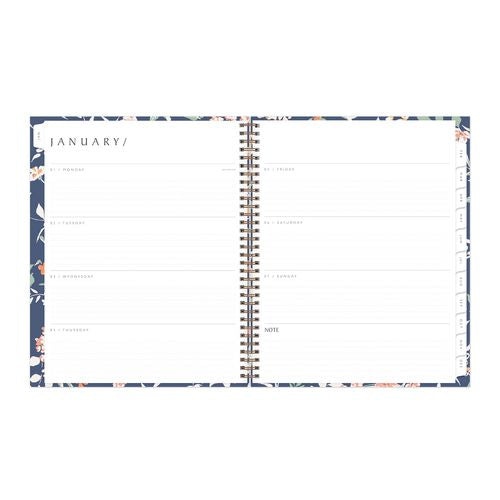Image of Blue Sky® One Tree Planted Effie Weekly/Monthly Planner, Floral Artwork, 11" x 8.5", Blue/Peach/Green Cover, 12-Month (Jan-Dec): 2025