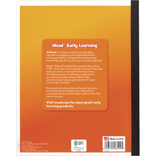 Image of Mead® Learn to Letter Primary Journal with Raised Ruling, Manuscript Format, Orange/White/Blue Cover, (40) 10 x 8 Sheets