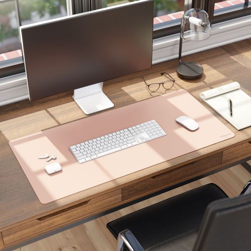 Image of Smead Vegan Leather Desk Pads, 36 x 17, Light Pink