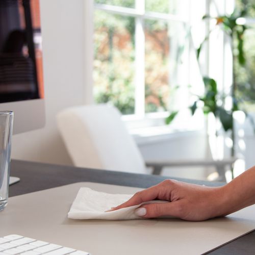 Image of Smead Vegan Leather Desk Pads, 36 x 17, SandStone