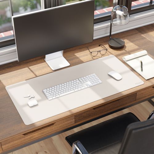 Image of Smead Vegan Leather Desk Pads, 36 x 17, SandStone
