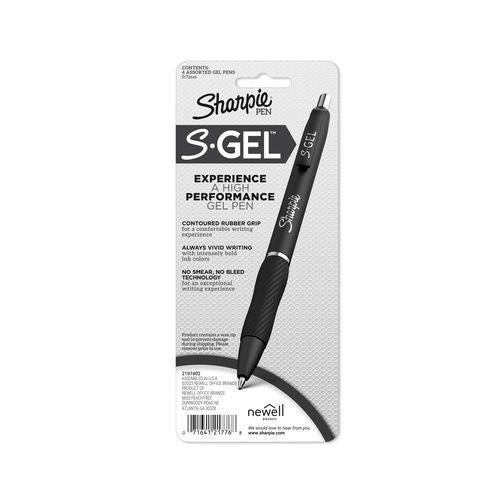 Image of Sharpie® S-Gel S-Gel Fashion Barrel Gel Pen, Retractable, Medium 0.7 mm, Assorted Ink Colors, White Barrel, 4/Pack