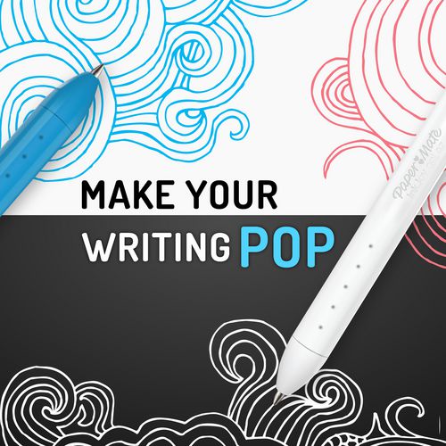 Image of Paper Mate® InkJoy Gel Bright Gel Pen, Retractable, Medium 0.7 mm, White Ink, White Barrel, 3/Pack