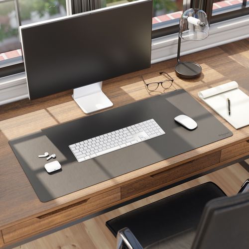 Image of Smead Vegan Leather Desk Pads, 36 x 17, Charcoal