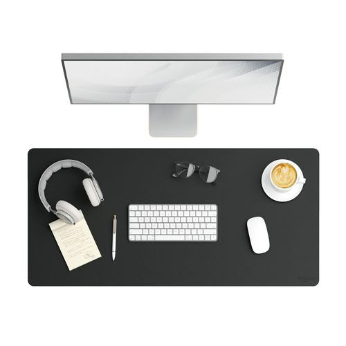 Image of Smead Vegan Leather Desk Pads, 36 x 17, Charcoal