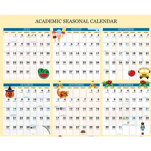 Image of House of Doolittle Recycled Academic Seasonal Laminated Wall Calendar, Illustrated Seasons, 24 x 37, 12-Month (July to June), 2024 to 2025