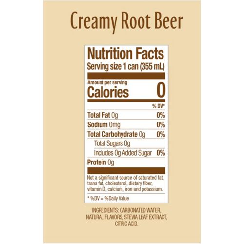 Image of Zevia® Zero Sugar Naturally Sweetened Soda, Creamy Root Beer, 12 oz Can, 12/Carton