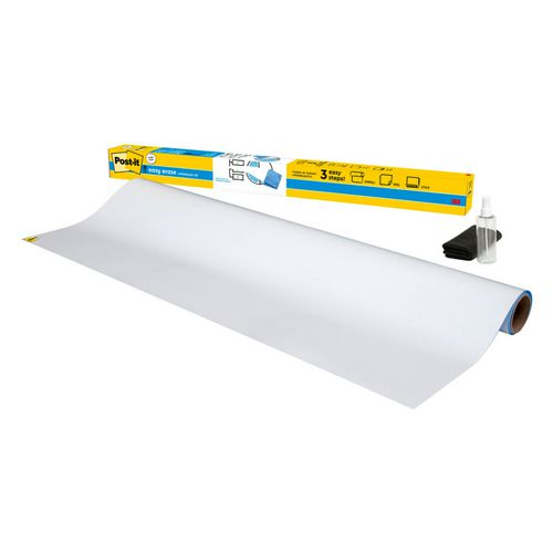 Image of Post-it® Easy Erase Permanent Marker Whiteboard Surface, Laminate Film, 96" x 48", White