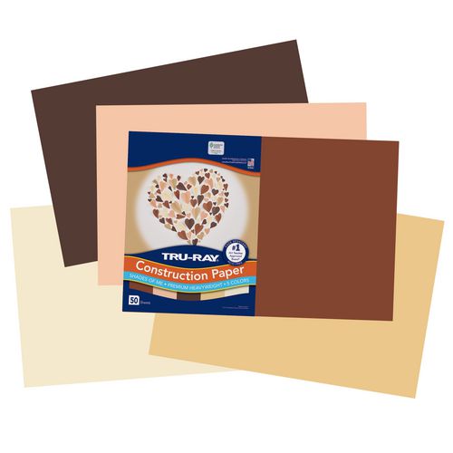 Image of Pacon® Tru-Ray Construction Paper, 70 lb Text Weight, 12 x 18, Assorted Skin Tone Colors, 50/Pack