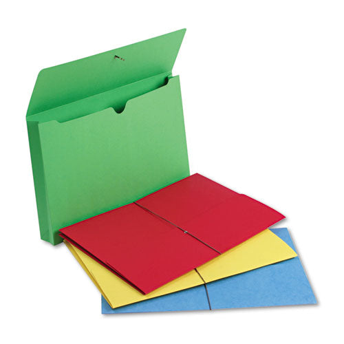 Image of Smead Expanding Wallet with Elastic Cord, 2" Expansion, 1 Section, Elastic Cord Closure, Legal Size, Assorted Colors, 50/Box