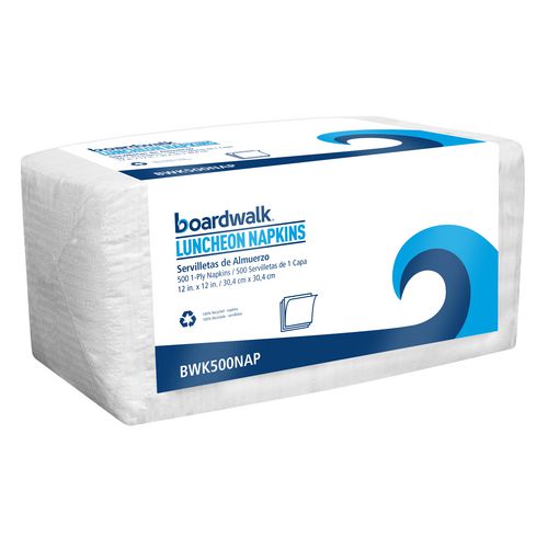 Image of Boardwalk® 1/4-Fold Lunch Napkins, 1-Ply, 12" x 12", White, 500/Pack