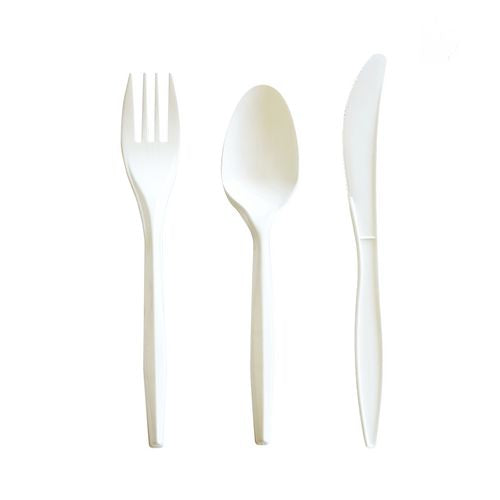 Image of Boardwalk® Three-Piece Cutlery Kit, Mediumweight, Fork/Knife/Spoon, 6.97", Plastic, White, 250/Carton