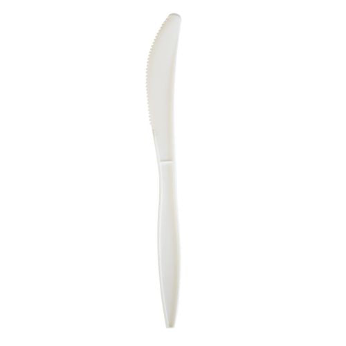 Image of Boardwalk® Mediumweight Wrapped Polypropylene Cutlery, Knife, 5.86", Plastic, White, 1,000/Carton