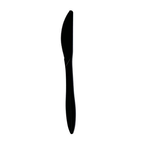 Image of Boardwalk® Mediumweight Wrapped Polypropylene Cutlery, Knife, Plastic, Black, 1,000/Carton