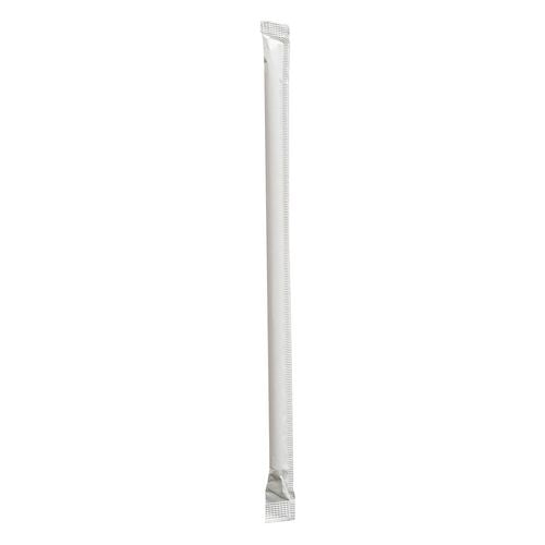 Image of Boardwalk® Wrapped Giant Straws, 7.75", Polypropylene, Red/White Striped, 300/Pack, 24 Packs/Carton